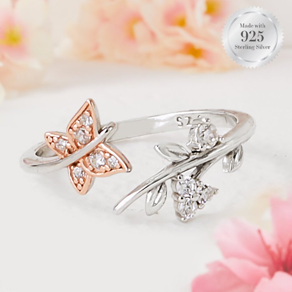 Butterfly Ring, 925 Sterling Silver Charmed Aroma Wanderlust Ring Collec…